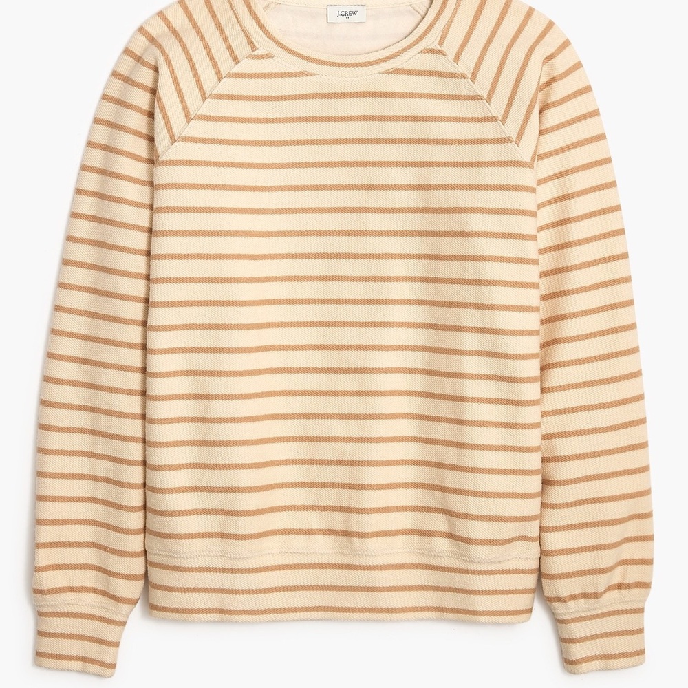 J. Crew Women’s Cream Striped Raglan Crewneck Sweatshirt Size 3X Cotton NWT